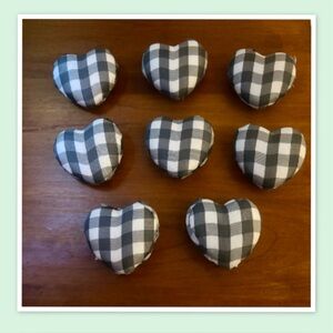 8 gingham green/white plaid hearts vase filler tiered tray decor 2.5" Farmhouse